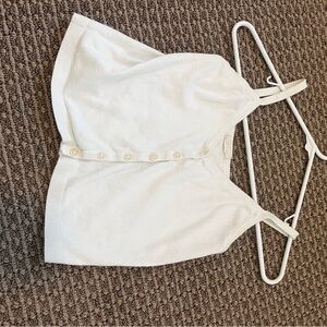 White Button-Up Crop Top